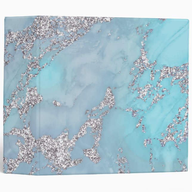 blue and silver marble 3 ring binder (Front/Spine)