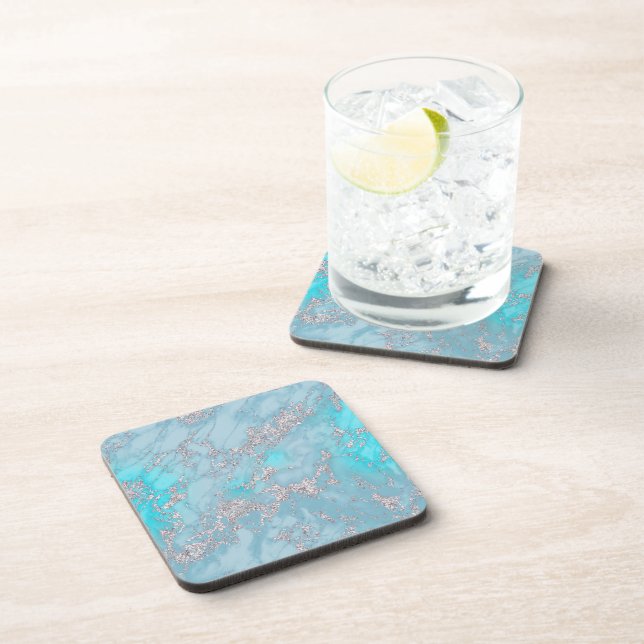 blue and silver marble beverage coaster (Right Side)