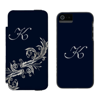 Blue and Silver Monogram iPhone 5S Wallet Case