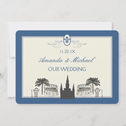 Blue and Silver New Orleans Scenes Save the Date