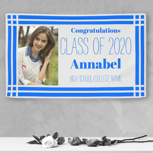 Blue and Silver One Photo Geometric Grad Banner