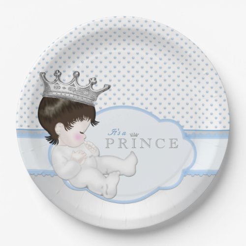 Blue and Silver Prince Baby Shower Paper Plates