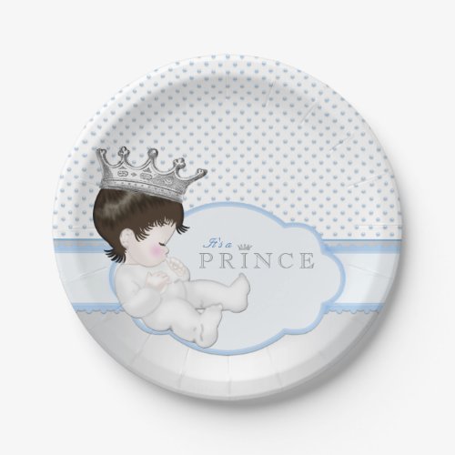 Blue and Silver Prince Baby Shower Paper Plates