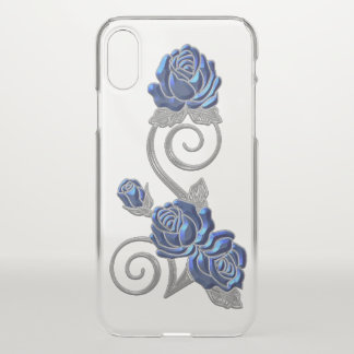 Blue and Silver Roses iPhone X Case