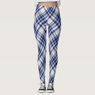 Blue and Silver Royal Stewart tartan pattern Leggings