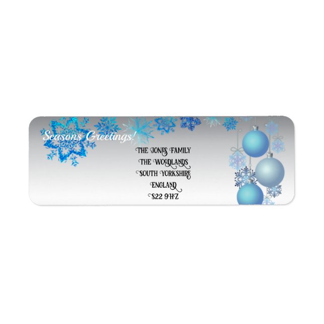  Blue and Silver Seasons Greetings  Label (Front)