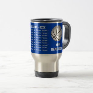 Blue and Silver Senior Night Basketball Gifts Travel Mug