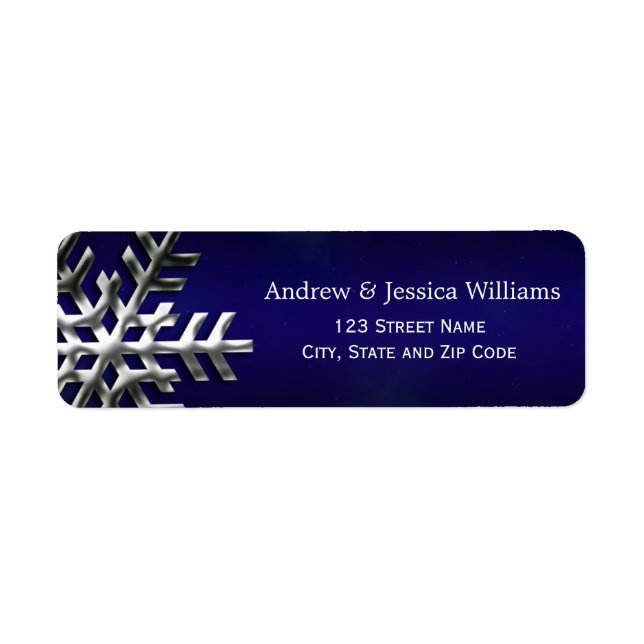 Blue and Silver Snowflake Address Labels (Front)