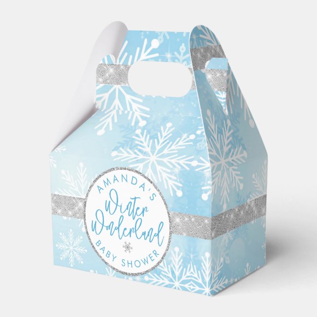Blue and Silver Snowflake Favor Box (Front Side)