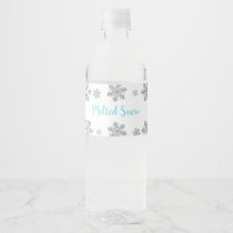 Blue And Silver Snowflake Melted Snow Water Bottle Label