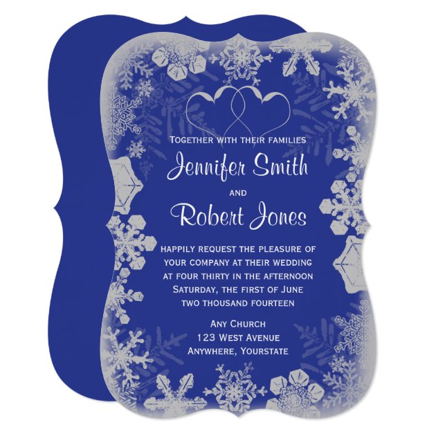 Blue And Silver Snowflake Wedding Invitation