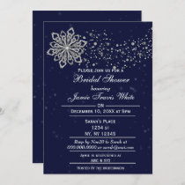 Blue and Silver Snowflake Winter Bridal shower Invitation