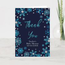 Blue and Silver Snowflakes Baby Shower Thank You Card