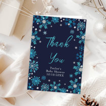 Blue and Silver Snowflakes Baby Shower Thank You Card