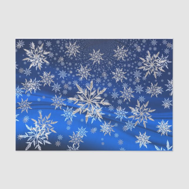 Blue and Silver Snowflakes Christmas  Tissue Paper (Front)