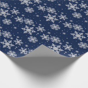 Blue and Silver Snowflakes Holiday Wrapping Paper