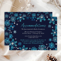 Blue and Silver Snowflakes Wedding Accommodations Enclosure Card