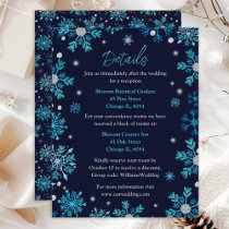 Blue and Silver Snowflakes Wedding Details Enclosure Card