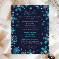 Blue and Silver Snowflakes Wedding Details Enclosure Card