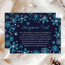 Blue and Silver Snowflakes Wedding Honeymoon Fund Enclosure Card