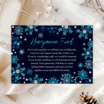 Blue and Silver Snowflakes Wedding Honeymoon Fund Enclosure Card