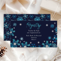 Blue and Silver Snowflakes Wedding Registry Enclosure Card