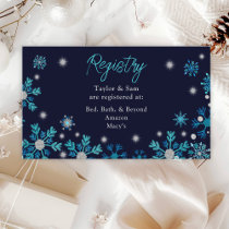 Blue and Silver Snowflakes Wedding Registry Enclosure Card