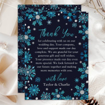 Blue and Silver Snowflakes Wedding Thank You Card