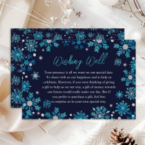 Blue and Silver Snowflakes Wedding Wishing Well Enclosure Card