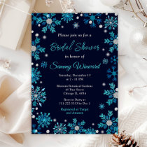 Blue and Silver Snowflakes Winter Bridal Shower Invitation