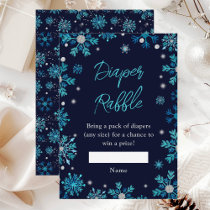 Blue and Silver Snowflakes Winter Diaper Raffle Enclosure Card