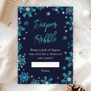 Blue and Silver Snowflakes Winter Diaper Raffle Enclosure Card