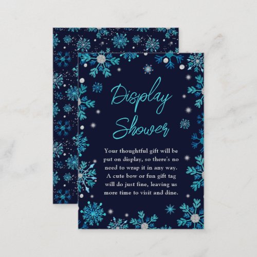 Blue and Silver Snowflakes Winter Display Shower Enclosure Card