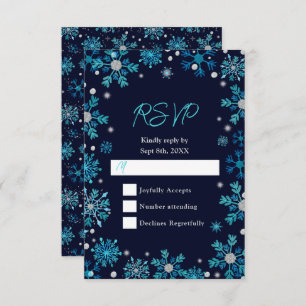 Blue and Silver Snowflakes Winter RSVP Card