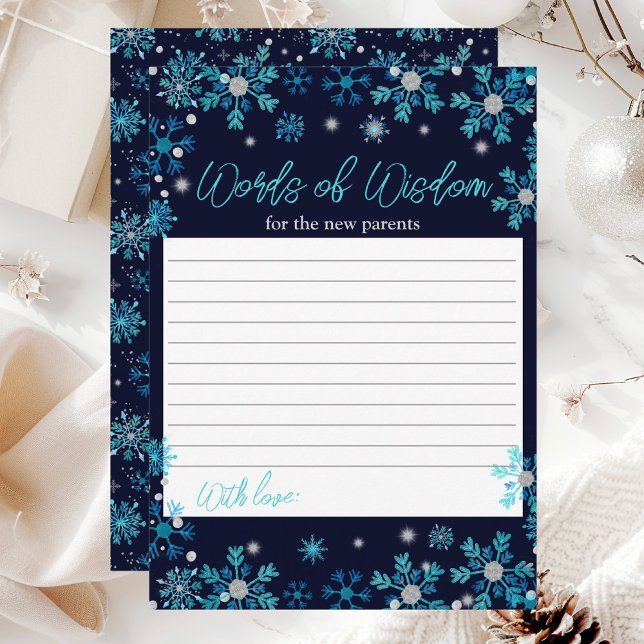 Blue and Silver Snowflakes Words of Wisdom Invitation (Creator Uploaded)