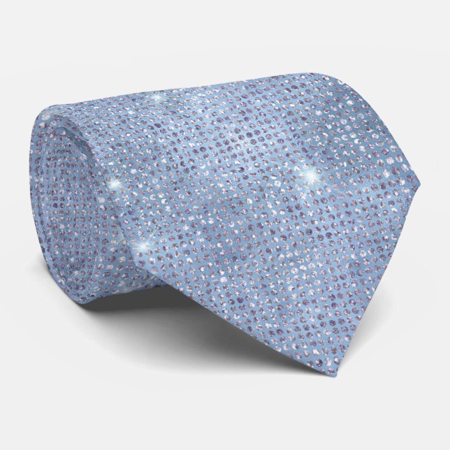 Blue and Silver Sparkles Neck Tie (Rolled)