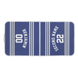 Blue and Silver Sports Jersey Custom Name Number Beer Pong Table