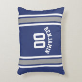 Blue and Silver Sports Jersey Custom Name Number Decorative Pillow (Front(Vertical))