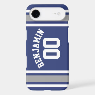 Blue and Silver Sports Jersey Custom Name Number iPhone 17 Air Case