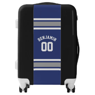 Blue and Silver Sports Jersey Custom Name Number Luggage