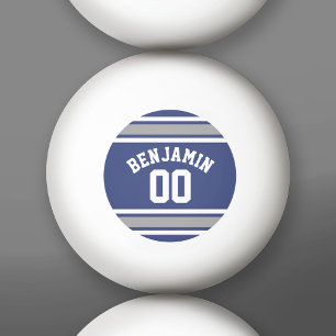 Blue and Silver Sports Jersey Custom Name Number Ping-Pong Ball