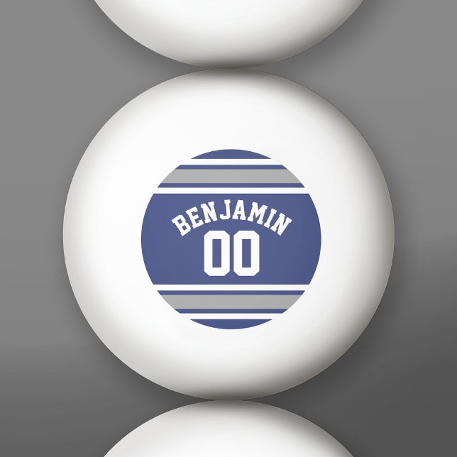 Blue and Silver Sports Jersey Custom Name Number Ping-Pong Ball (Custom Ping Pong Balls)