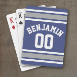 Blue And Silver Sports Jersey Custom Name Number Playing Cards at Zazzle