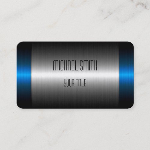 Blue and Silver Stainless Steel Metal Business Card