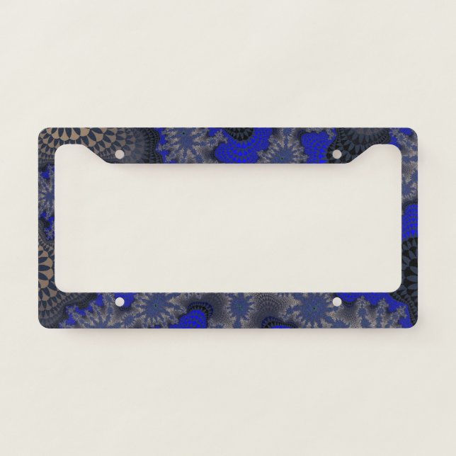 Blue and Silver Starburst License Plate Frame (Front)