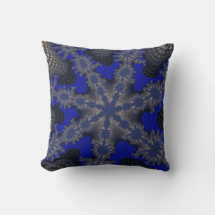 Blue and Silver Starburst Throw Pillow