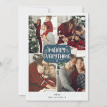 Blue and Silver Stars Merry Everything Multi Photo Holiday Card