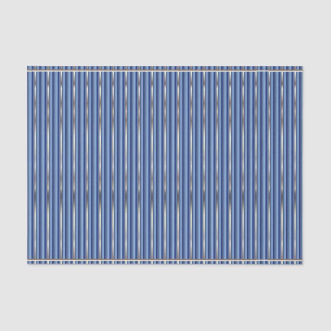 Blue and Silver Stripes Tissue Paper (Front)