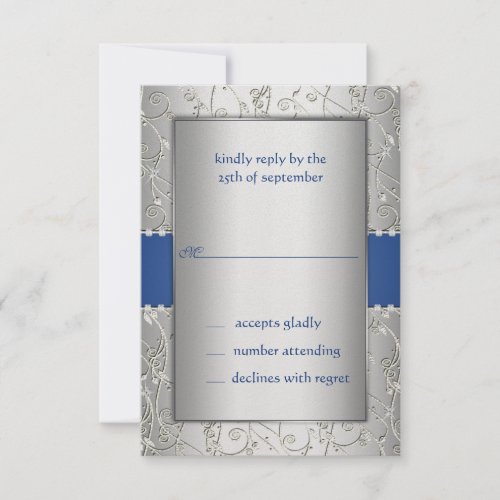 Blue and Silver Swirl Wedding RSVP