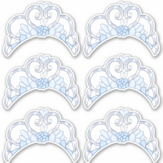 Blue and Silver Tiara Sticker Sheet (Front)